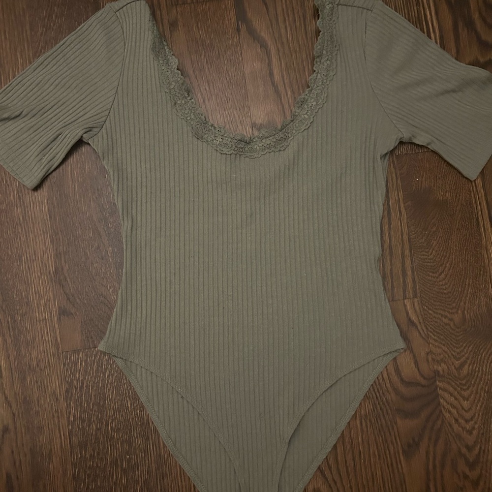Forever 21 Green Ribbed Bodysuit